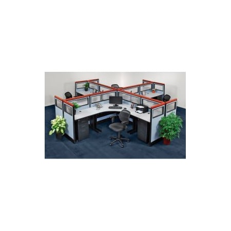 Global Equipment Interion Pre-Configured 4 Person Office Cubicle 695066